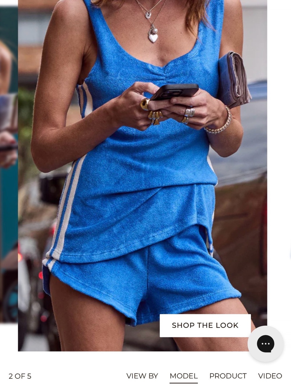 Spell Electric Blue Terry Cloth Tank & Short Set with Side Stripes Luciana set.